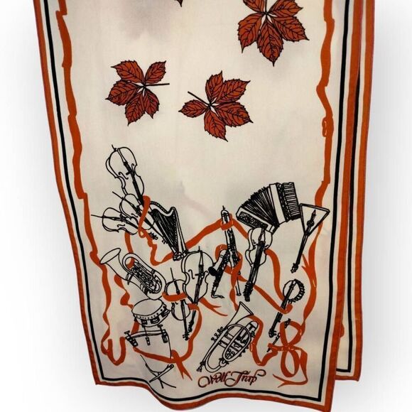 Vtg June Crutchfield Wolf Trap Scarf‎ Musical Instruments Violin Rectangle Wrap - Picture 2 of 9